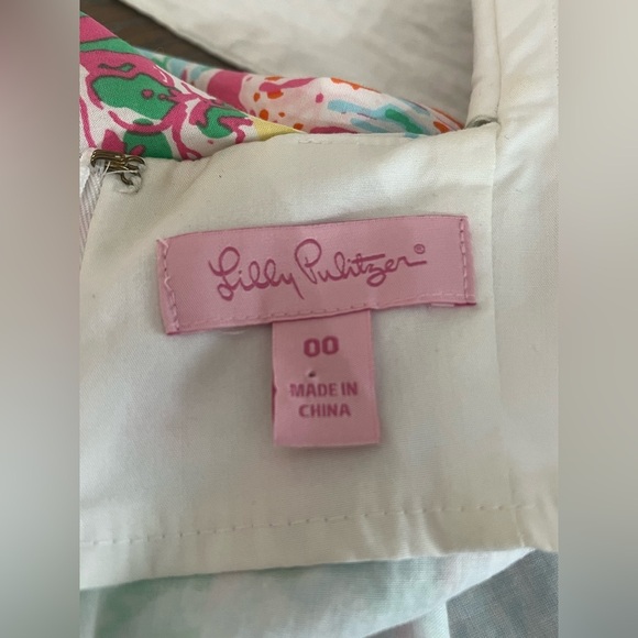 Lilly Pulitzer Multi State Dress Multicolor Strapless Mini Short Patchwork 00 - Picture 15 of 15